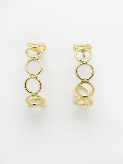 Women's Gold-plated Contemporary Half Hoop Earrings