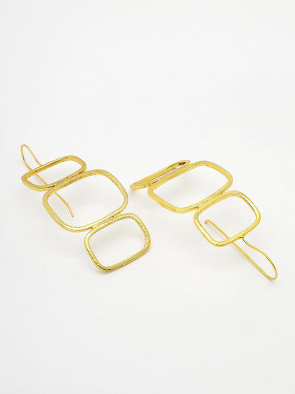 Women's Gold-plated Contemporary Fish Hook Drop Earrings