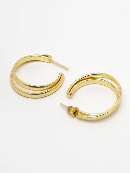 Women's Gold-plated Alloy Circular-Shaped Half Hoop Earrings