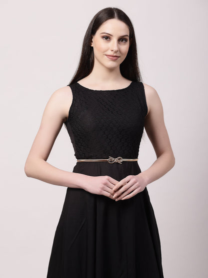 Women's circular gold plated stretchable metal belt