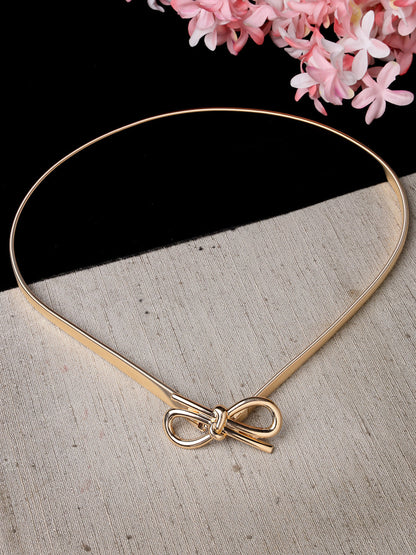Women's circular gold plated stretchable metal belt