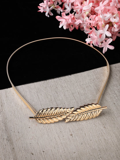 Women's circular gold plated stretchable metal belt