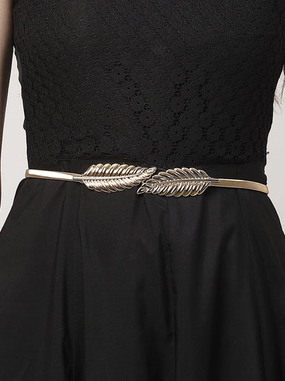 Women's circular gold plated stretchable metal belt