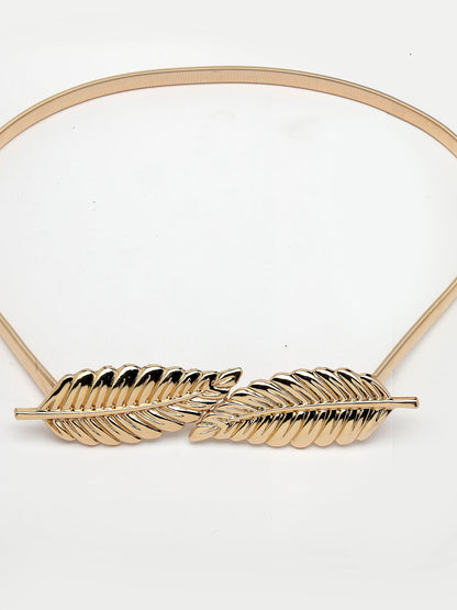 Women's circular gold plated stretchable metal belt