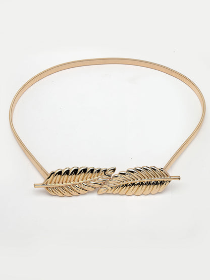Women's circular gold plated stretchable metal belt