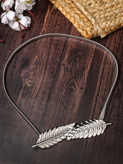Women's circular silver plated stretchable metal belt