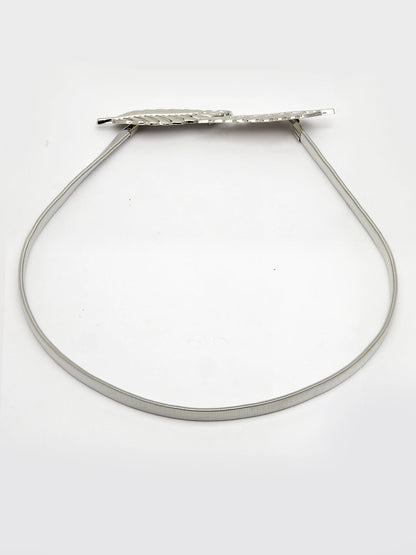 Women's circular silver plated stretchable metal belt
