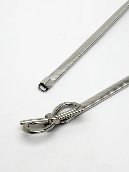 Women's circular silver plated stretchable metal belt