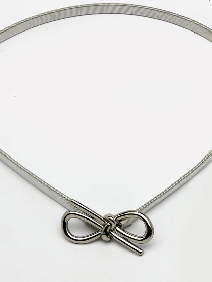 Women's circular silver plated stretchable metal belt