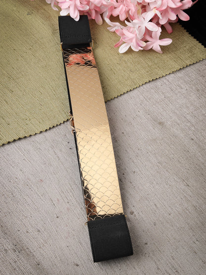 Women's circular gold plated adjustable broad belt