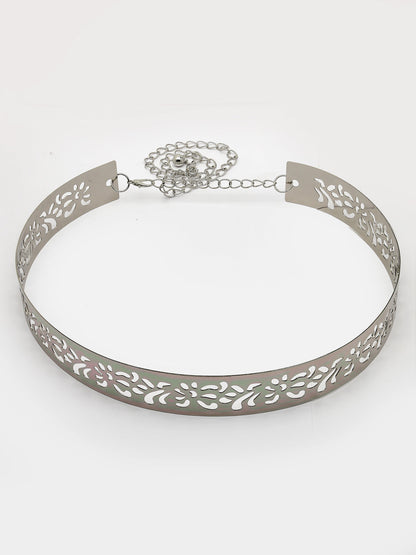Women's circular silver plated adjustable broad belt