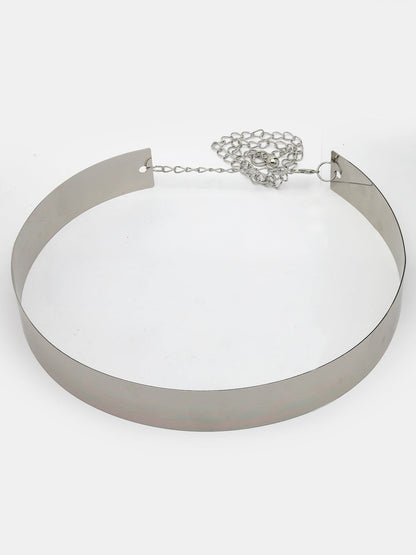 Women's circular silver plated adjustable broad belt
