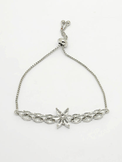 Women's Silver-plated Handcrafted American Diamond Link Bracelet