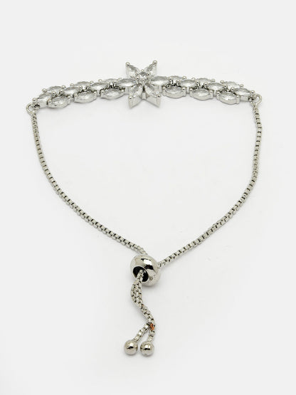 Women's Silver-plated Handcrafted American Diamond Link Bracelet