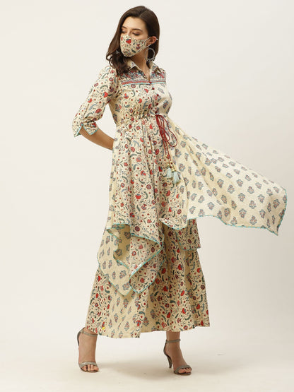 Women's Printed Asymmetric Tunic Palazzo Set