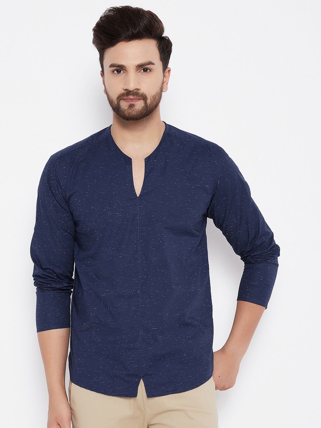 Men's Solid CottonBlue  Kurta