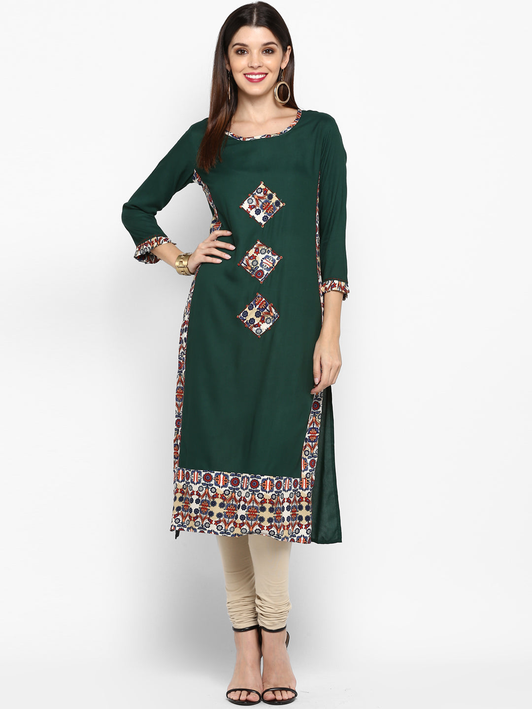 Women's Green Printed Kurta By Vbuyz- (