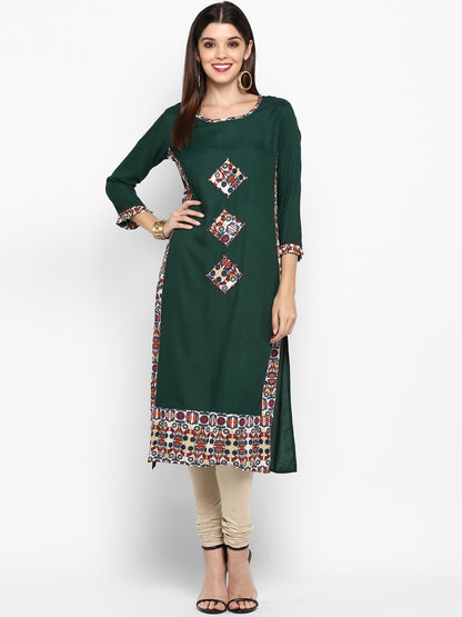 Women's Green Printed Kurta By Vbuyz- (