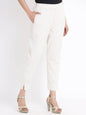 Women's Natural Cotton Flex Striped Straight Pant With Scrunchie