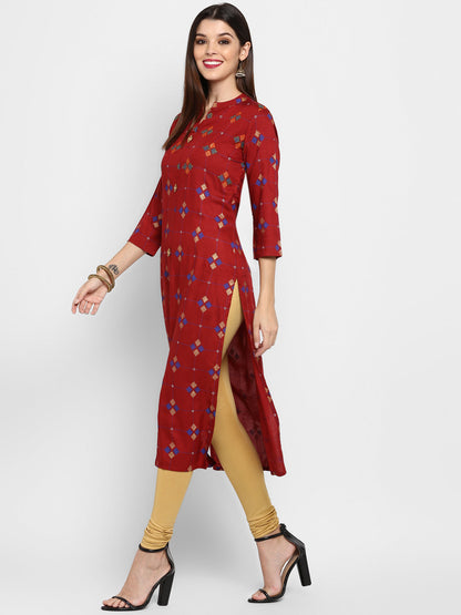 Women's Maroon Kurta By Vbuyz- (