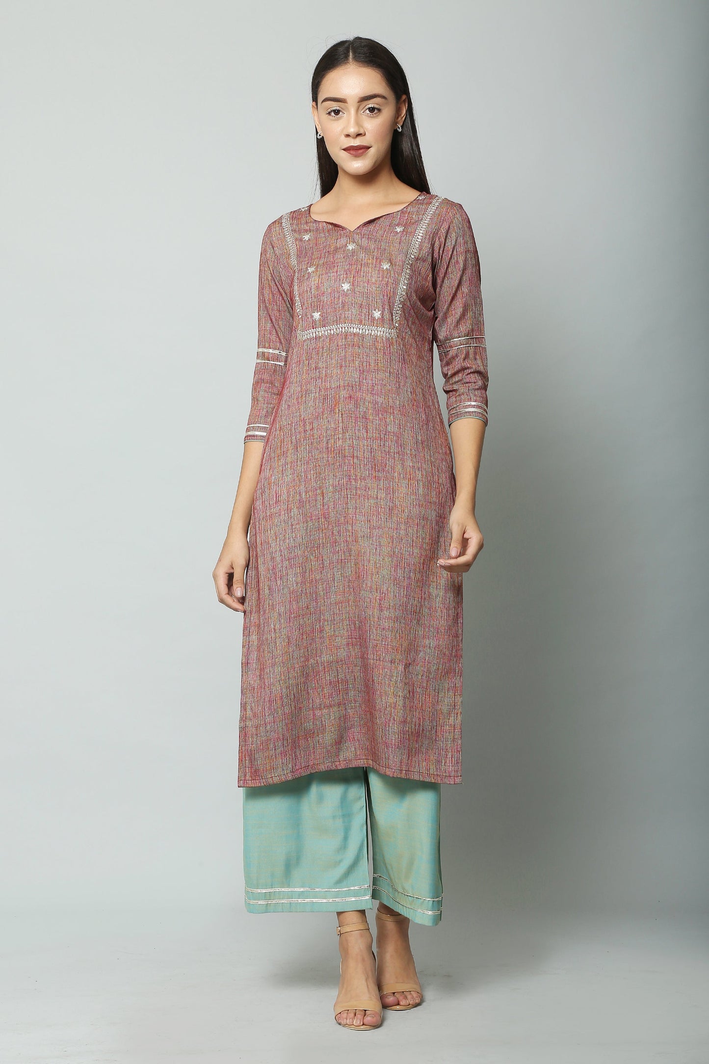 Women's Viscose Rayon Kurta And Palazzo With Dupatta Set