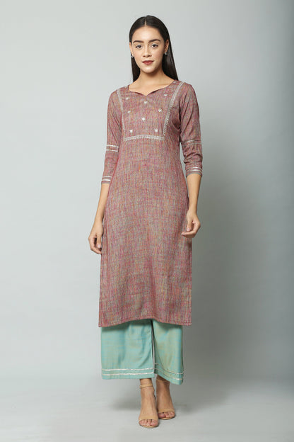 Women's Viscose Rayon Kurta And Palazzo With Dupatta Set