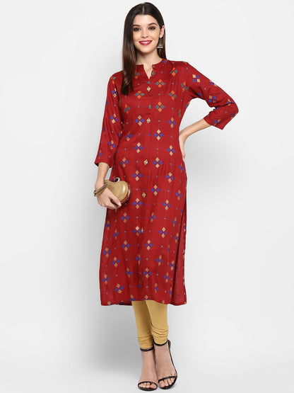 Women's Maroon Kurta By Vbuyz- (