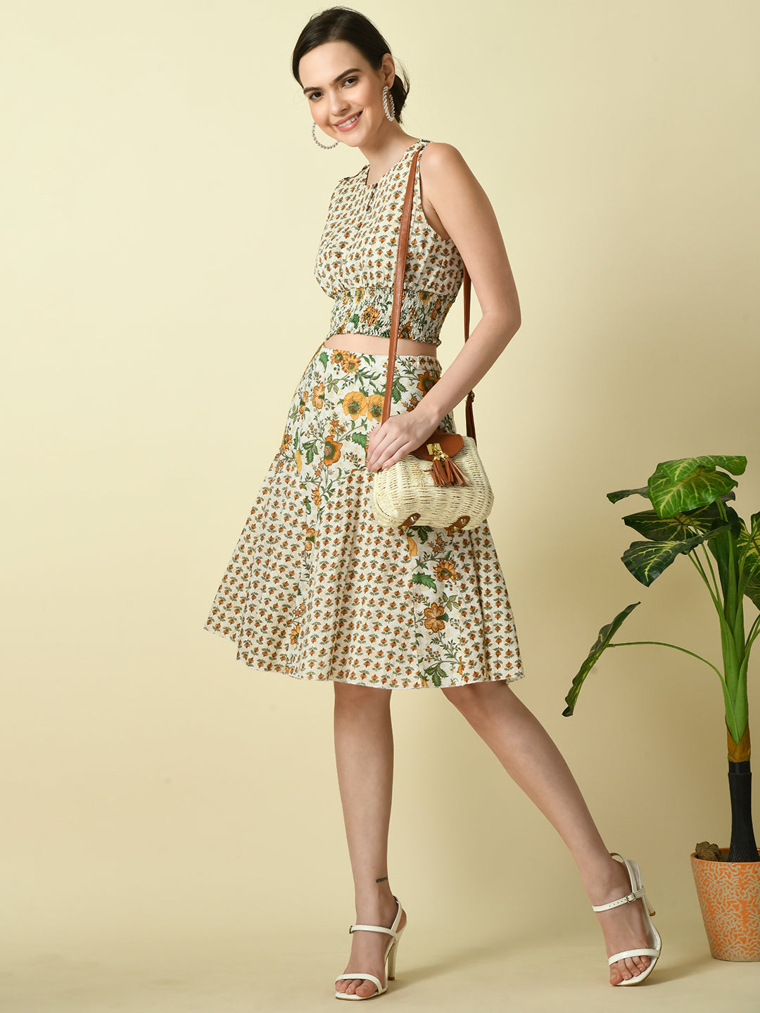 Women's Multi Cotton Printed Flared Skirt