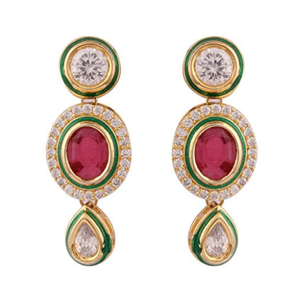 Women's 18k-gold-plated-beaded-ruby-jewellery-set-glided-kundans p0005w-1