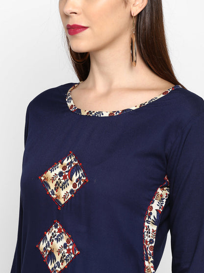 Women's Blue Rayon Kurta By Vbu