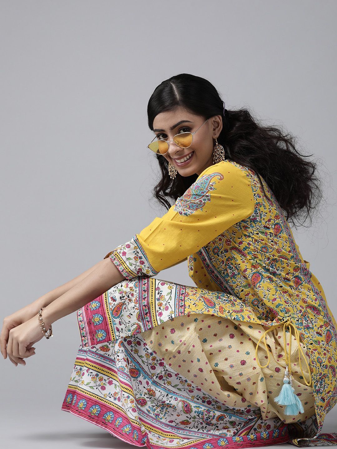 Women's Floral Printed Straight Kurta Palazzo Set