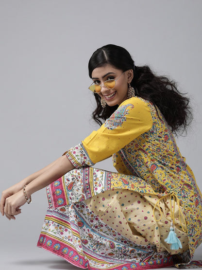Women's Floral Printed Straight Kurta Palazzo Set