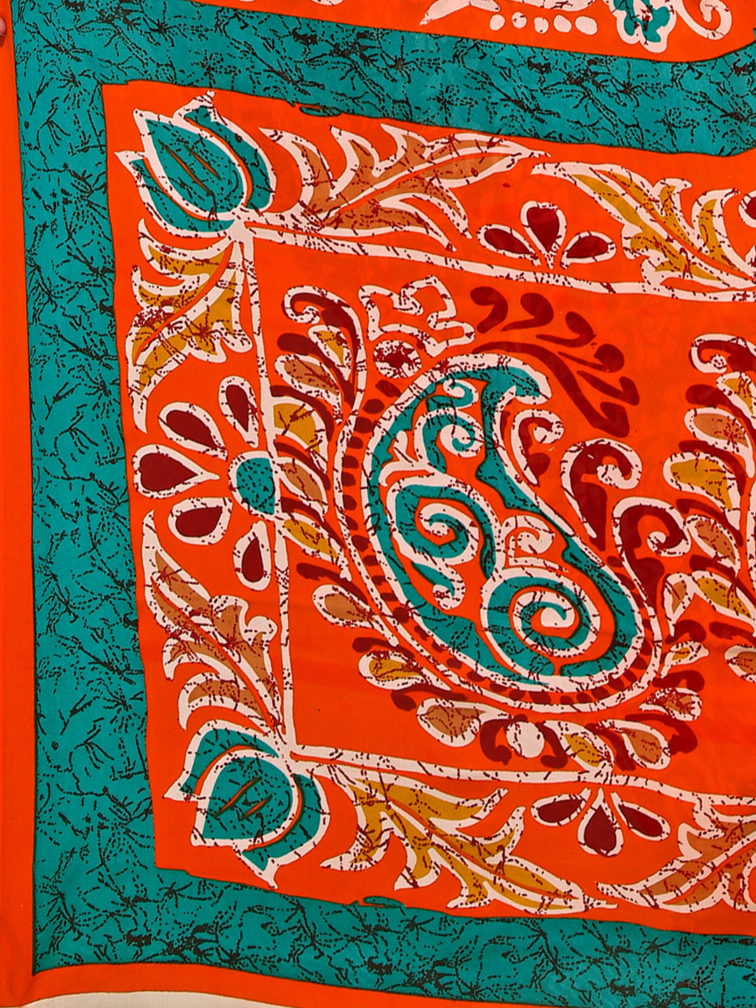 Women's Orange Cotton Blend Printed Saree