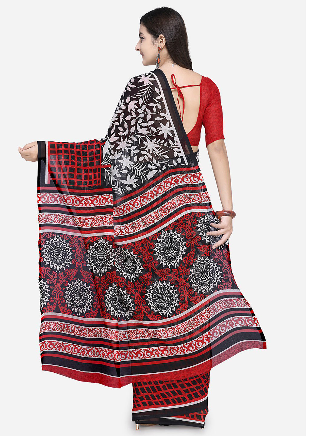 Women's Multicolor Cotton Blend Printed Saree