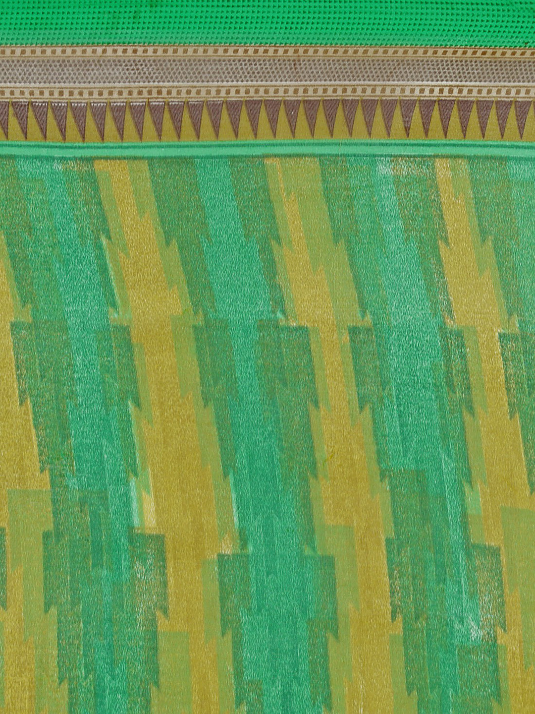 Women's Green Cotton Blend Printed Saree