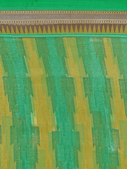 Women's Green Cotton Blend Printed Saree