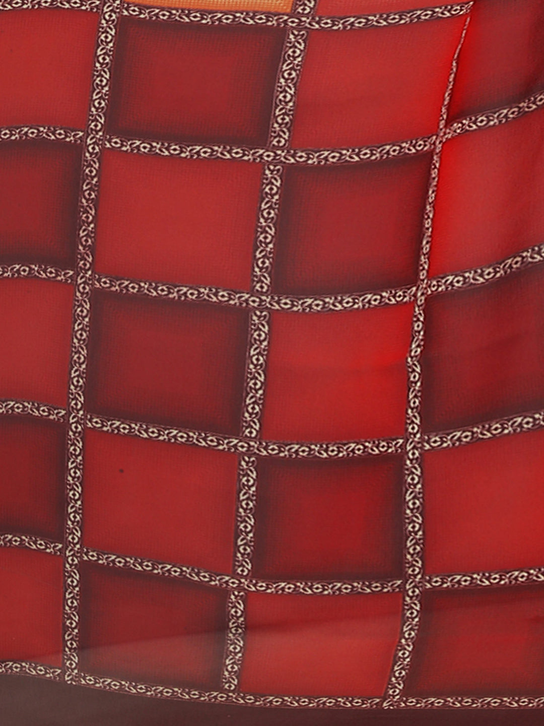 Women's Orange Georgette Checkered Saree