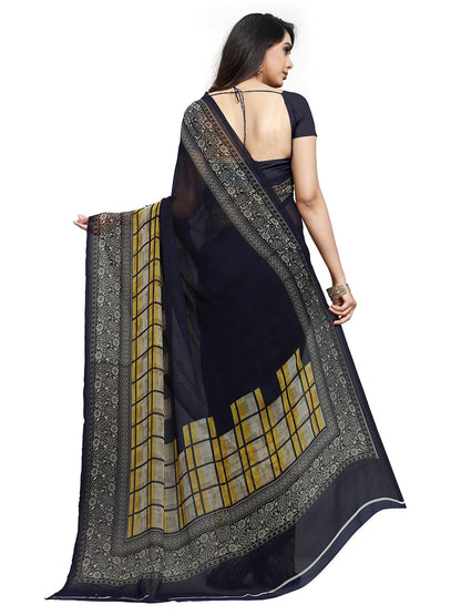 Women's Grey Georgette Printed Saree