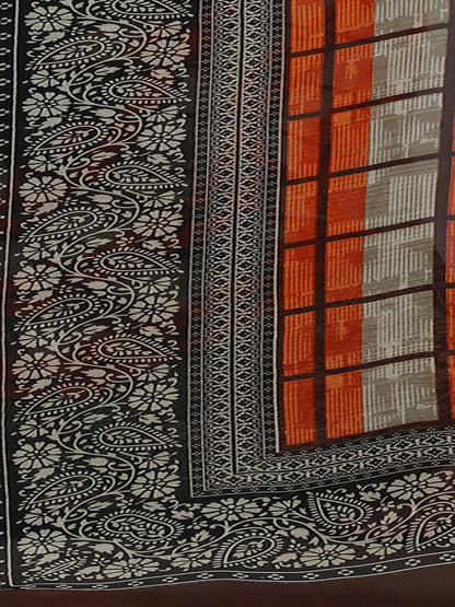 Women's Brown Georgette Checkered Saree