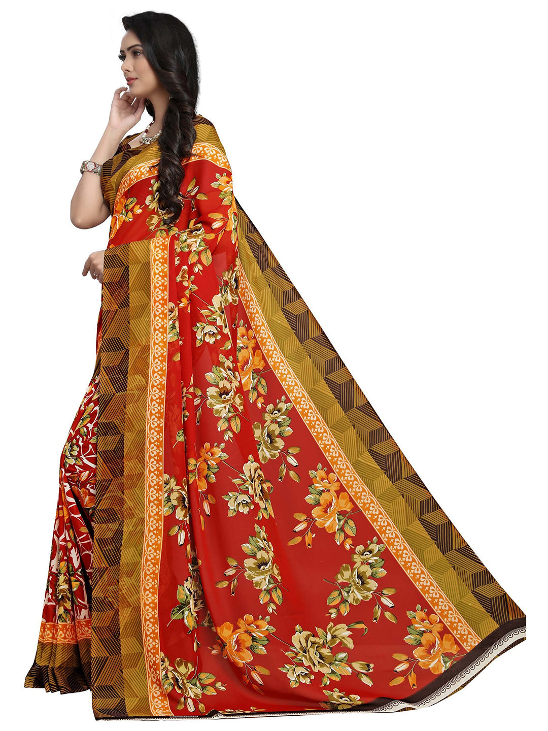 Women's Multicolor Georgette Printed Saree