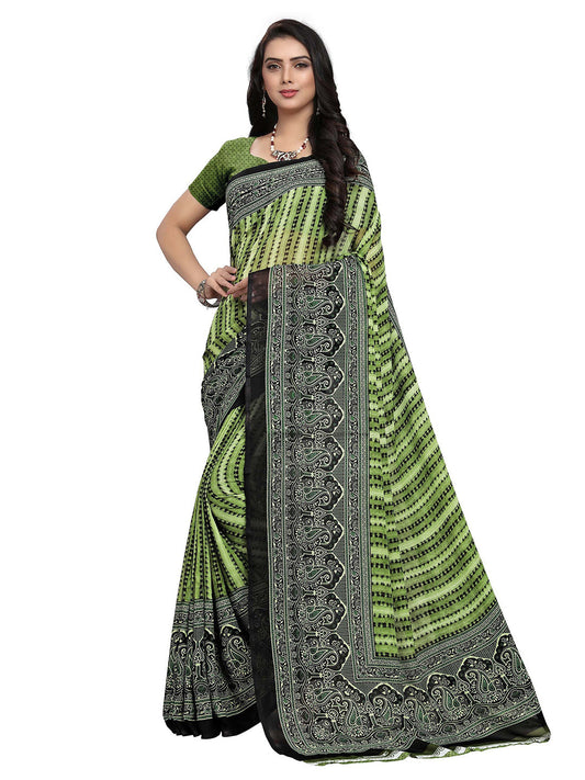 Women's Green Georgette Digital Print Saree
