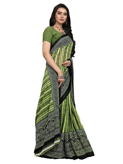 Women's Green Georgette Digital Print Saree