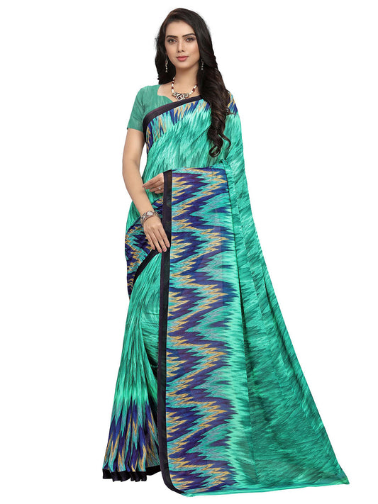 Women's Green Georgette Printed Saree