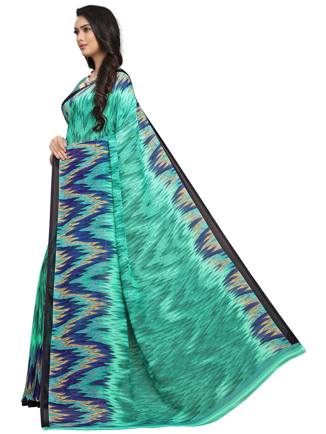 Women's Green Georgette Printed Saree