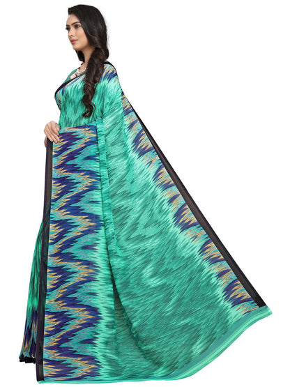 Women's Green Georgette Printed Saree