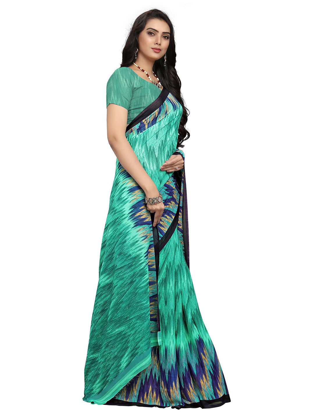 Women's Green Georgette Printed Saree