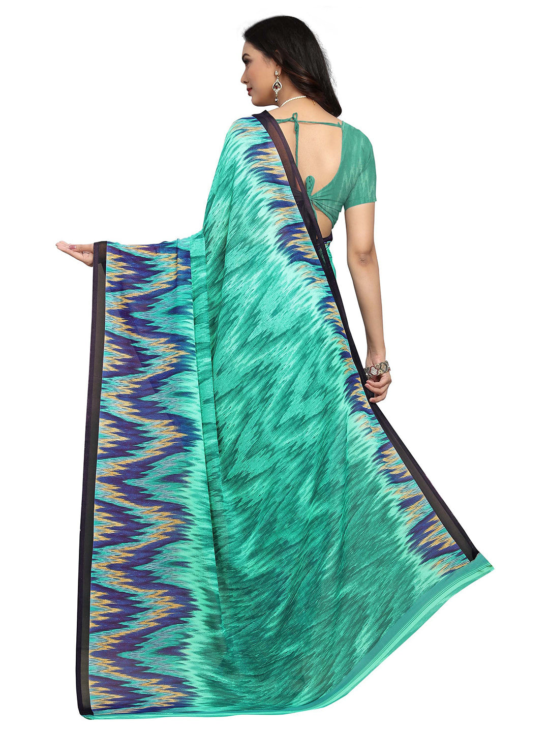 Women's Green Georgette Printed Saree