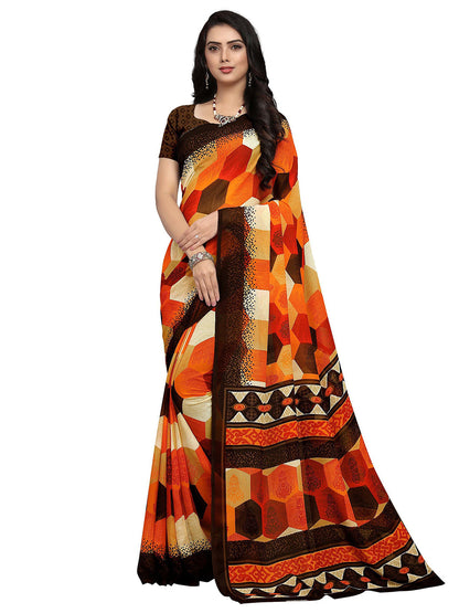 Women's Multicolor Georgette Printed Saree