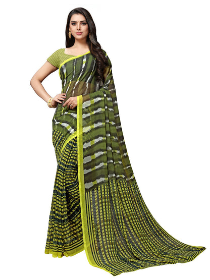Women's Green Georgette Printed Saree