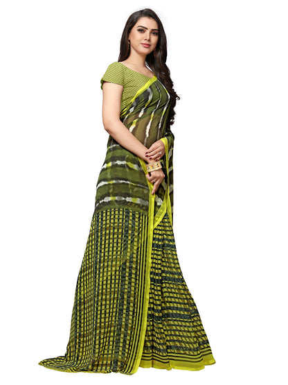 Women's Green Georgette Printed Saree